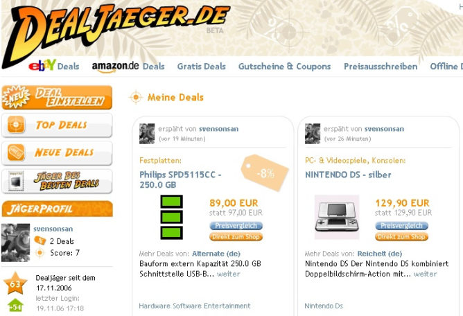 Screenshot dealjaeger.de