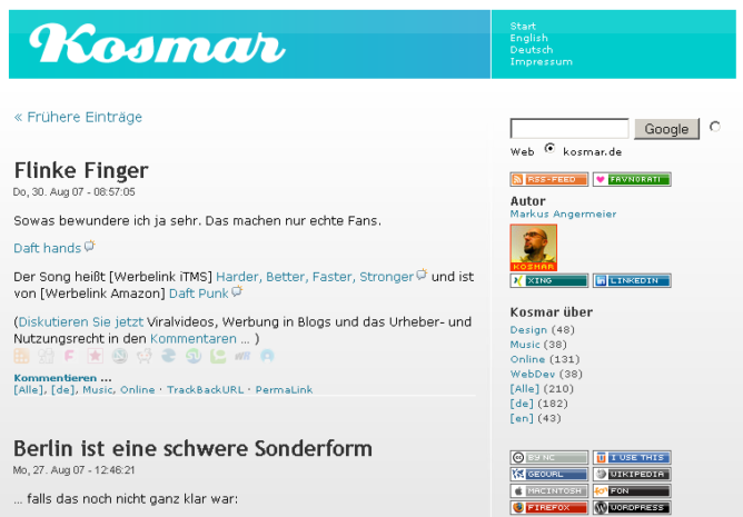 Screenshot kosmar.de